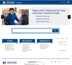Montana State University Library website homepage
